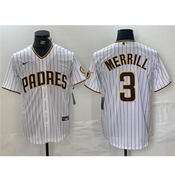 Mens Youths Kids Womens 3 Jackson Merrill White Stitched Jersey